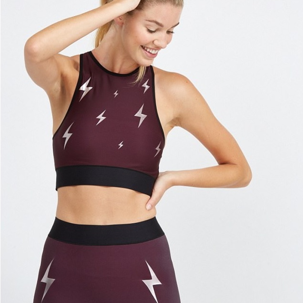 Ultracor Altitude Silk Mini Bolt Crop Top
Burgundy/Rose Metallic